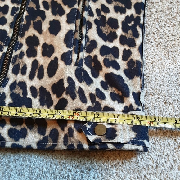 Easel Cheetah Leopard Moto Jacket Faux Suede Full Zip Size M - Picture 11 of 15